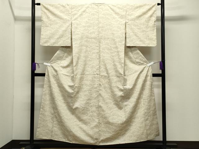 平和屋着物●上質な小紋　紬地　松　正絹　逸品　CABD9429gh