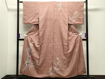 平和屋着物●訪問着　紬地　草花文　正絹　逸品　未使用　CABD9430gh