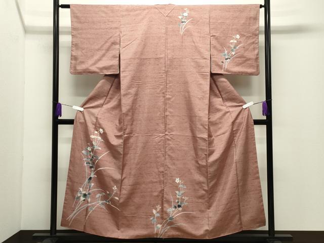 平和屋着物●訪問着　紬地　草花文　正絹　逸品　未使用　CABD9430gh