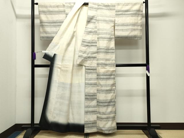 平和屋着物●結城紬　80亀甲　横段文　正絹　逸品　CABD9435gh