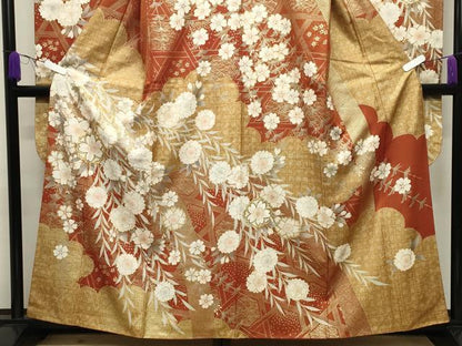 平和屋着物●豪華振袖　駒刺繍　籬枝垂れ桜文　金彩　正絹　逸品　CABD9437gh