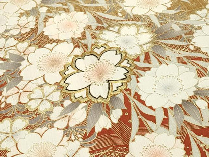 平和屋着物●豪華振袖　駒刺繍　籬枝垂れ桜文　金彩　正絹　逸品　CABD9437gh