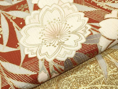 平和屋着物●豪華振袖　駒刺繍　籬枝垂れ桜文　金彩　正絹　逸品　CABD9437gh