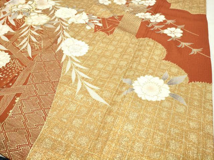 平和屋着物●豪華振袖　駒刺繍　籬枝垂れ桜文　金彩　正絹　逸品　CABD9437gh