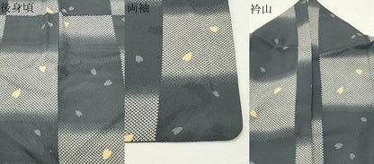 平和屋着物●上質な小紋　市松舞桜文　正絹　逸品　CABD9438gh