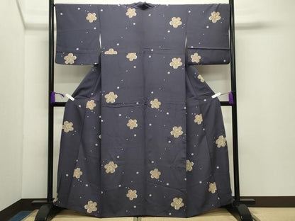 平和屋着物●上質な小紋　舞桜文　正絹　逸品　CABD9440gh