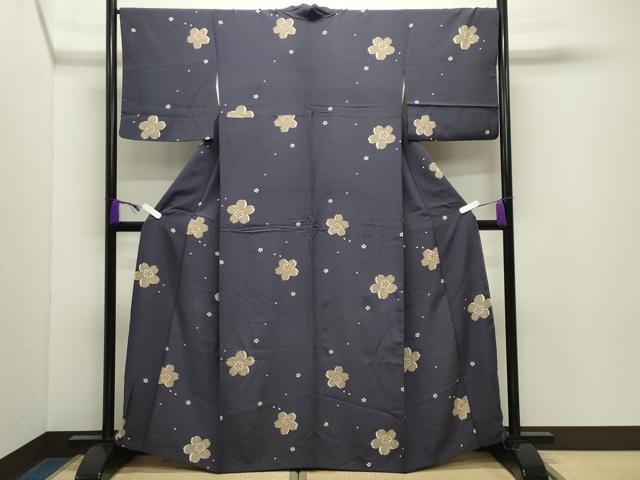 平和屋着物●上質な小紋　舞桜文　正絹　逸品　CABD9440gh