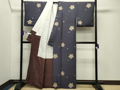 平和屋着物●上質な小紋　舞桜文　正絹　逸品　CABD9440gh