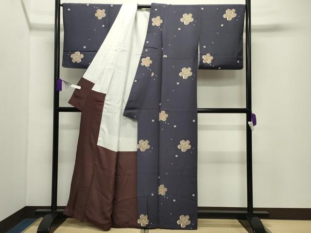 平和屋着物●上質な小紋　舞桜文　正絹　逸品　CABD9440gh