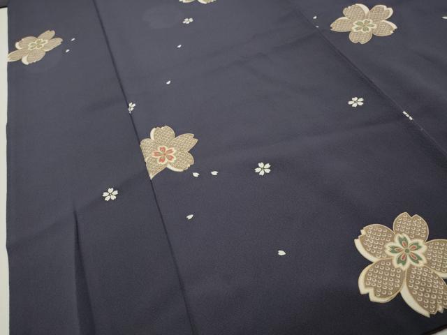 平和屋着物●上質な小紋　舞桜文　正絹　逸品　CABD9440gh