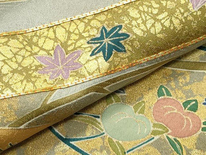 平和屋着物●豪華色留袖　駒刺繍　鬘帯花文　金彩　正絹　逸品　CABD9443gh
