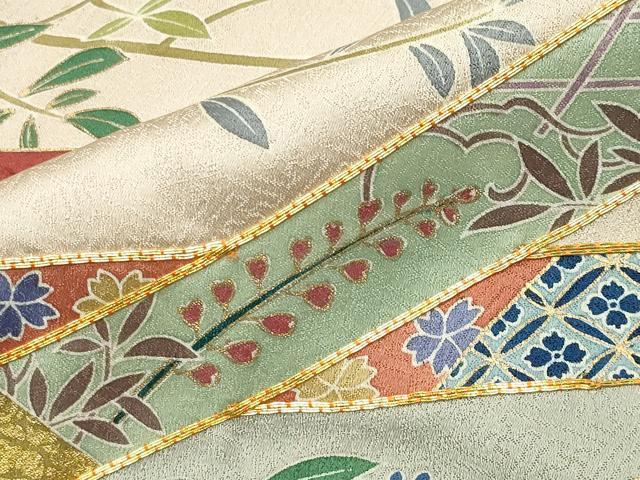 平和屋着物●豪華色留袖　駒刺繍　鬘帯花文　金彩　正絹　逸品　CABD9443gh