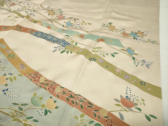 平和屋着物●豪華色留袖　駒刺繍　鬘帯花文　金彩　正絹　逸品　CABD9443gh