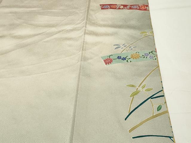 平和屋着物●豪華色留袖　駒刺繍　鬘帯花文　金彩　正絹　逸品　CABD9443gh