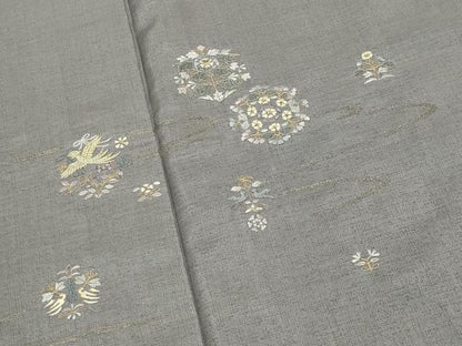 平和屋着物●訪問着　本場縞大島紬　総刺繍　鳳凰草花文　金糸　宮脇廉太郎商店謹製　証紙付き　正絹　逸品　未使用　CABD9445gh