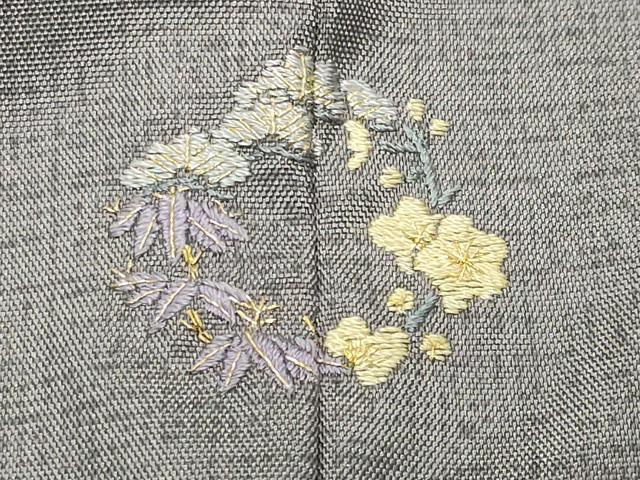 平和屋着物●訪問着　本場縞大島紬　総刺繍　鳳凰草花文　金糸　宮脇廉太郎商店謹製　証紙付き　正絹　逸品　未使用　CABD9445gh