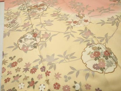 平和屋着物●訪問着　駒刺繍　雪輪花文　暈し染め　金彩　正絹　逸品　未使用　CABD9446gh