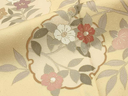 平和屋着物●訪問着　駒刺繍　雪輪花文　暈し染め　金彩　正絹　逸品　未使用　CABD9446gh