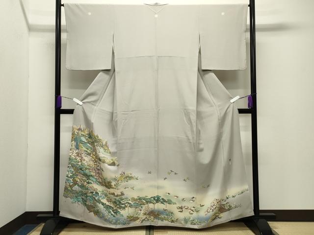 平和屋着物●京加賀友禅　松本健一　色留袖　鴛鴦梅松文　暈し染め　正絹　逸品　CABD9448gh