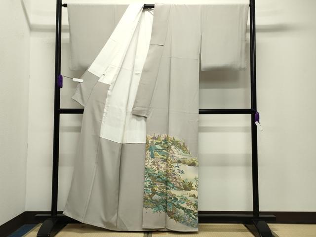 平和屋着物●京加賀友禅　松本健一　色留袖　鴛鴦梅松文　暈し染め　正絹　逸品　CABD9448gh