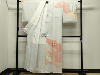 平和屋着物●訪問着　絞り　刺繍　草花文　金彩　正絹　逸品　CABD9449gh