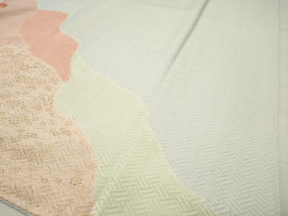 平和屋着物●訪問着　絞り　刺繍　草花文　金彩　正絹　逸品　CABD9449gh