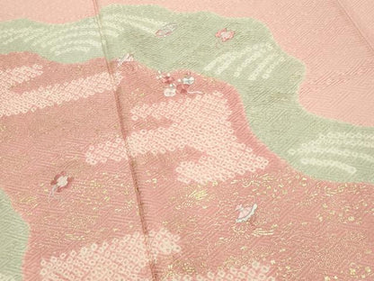 平和屋着物●訪問着　絞り　刺繍　道長宝尽くし花文　金彩　正絹　逸品　CABD9450gh