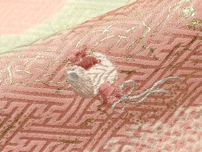 平和屋着物●訪問着　絞り　刺繍　道長宝尽くし花文　金彩　正絹　逸品　CABD9450gh