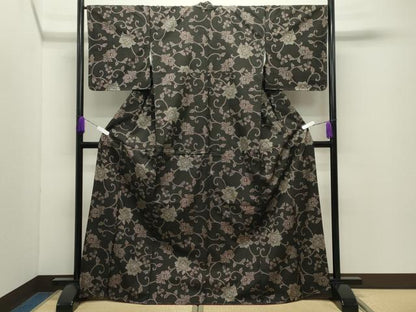 平和屋着物●本場大島紬　7マルキ　更紗花唐草文　正絹　逸品　未使用　CABD9453gh