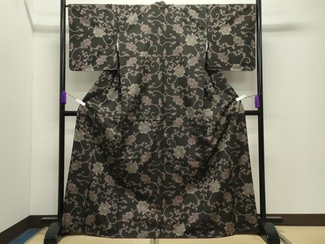 平和屋着物●本場大島紬　7マルキ　更紗花唐草文　正絹　逸品　未使用　CABD9453gh