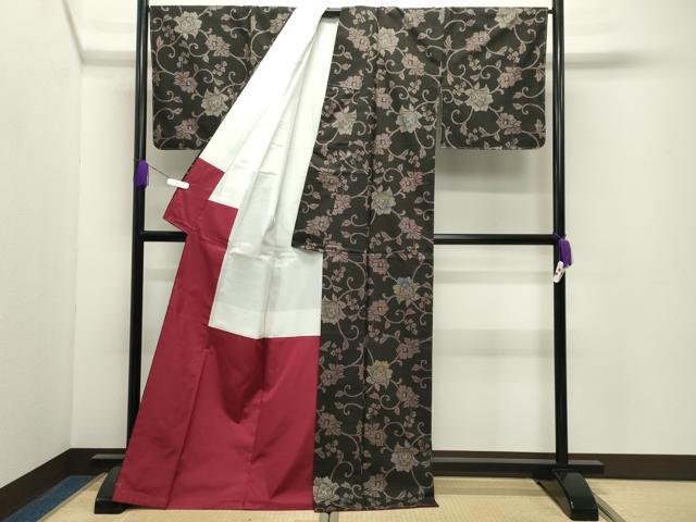平和屋着物●本場大島紬　7マルキ　更紗花唐草文　正絹　逸品　未使用　CABD9453gh