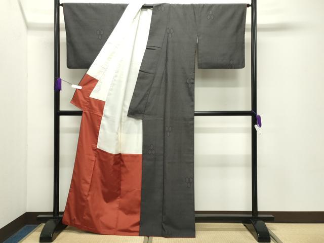 平和屋着物●本塩沢　110亀甲　亀甲文　正絹　逸品　CABD9454gh
