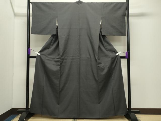 平和屋着物●結城紬　色無地　藍墨茶色　正絹　逸品　CABD9461gh