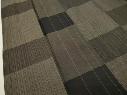 平和屋着物●上質な紬　市松文　正絹　逸品　CABD9462gh