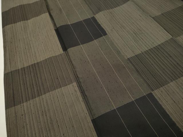 平和屋着物●上質な紬　市松文　正絹　逸品　CABD9462gh