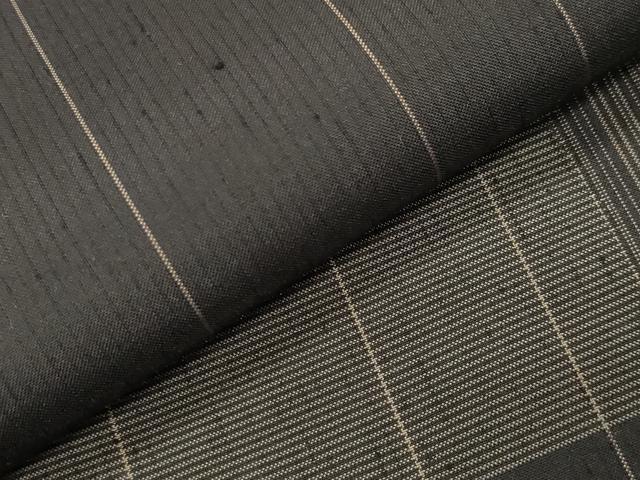 平和屋着物●上質な紬　市松文　正絹　逸品　CABD9462gh