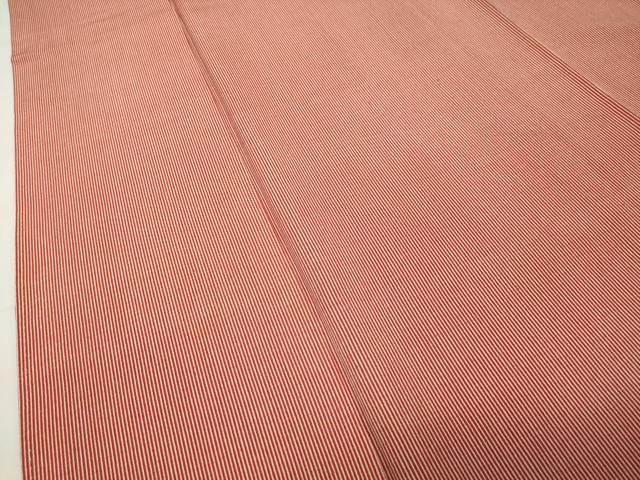 平和屋着物●江戸小紋　作家物　万筋　白色×赤丹色　正絹　逸品　CABD9463gh