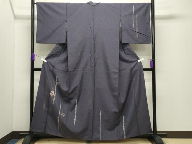 平和屋着物●訪問着　紬地　刺繍　花丸文　金彩　正絹　逸品　CABD9465gh