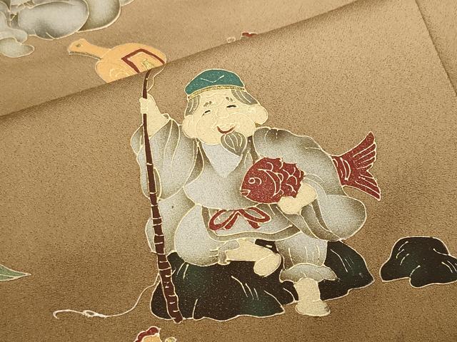 平和屋着物●訪問着　大黒天　恵比寿天　暈し染め　金彩　正絹　逸品　未使用　CABD9466gh