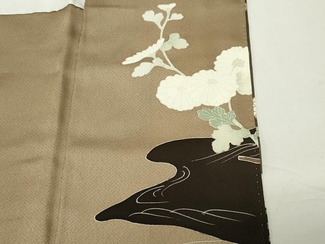 平和屋着物●中国三大刺繍　相良刺繍　訪問着　流水草花文　暈し染め　金彩　正絹　逸品　未使用　CABD9467gh