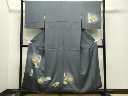 平和屋着物●訪問着　地紙短冊花文　暈し染め　金銀彩　正絹　逸品　CABD9469gh