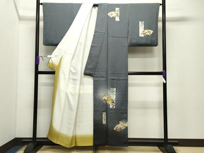 平和屋着物●訪問着　地紙短冊花文　暈し染め　金銀彩　正絹　逸品　CABD9469gh