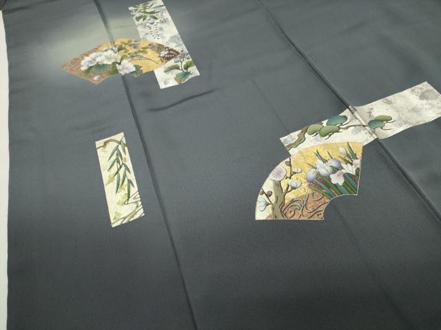 平和屋着物●訪問着　地紙短冊花文　暈し染め　金銀彩　正絹　逸品　CABD9469gh