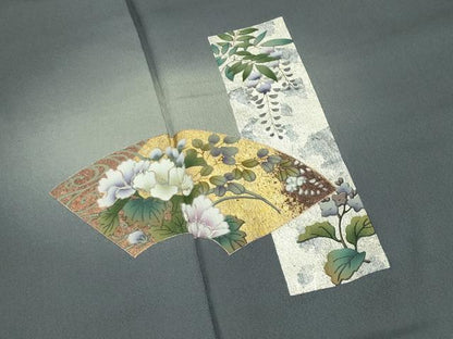 平和屋着物●訪問着　地紙短冊花文　暈し染め　金銀彩　正絹　逸品　CABD9469gh