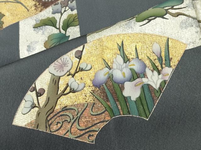 平和屋着物●訪問着　地紙短冊花文　暈し染め　金銀彩　正絹　逸品　CABD9469gh