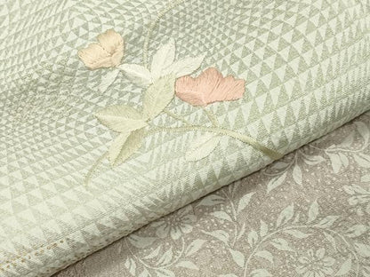 平和屋着物●訪問着　刺繍　流水草花文　金彩　正絹　逸品　CABD9470gh