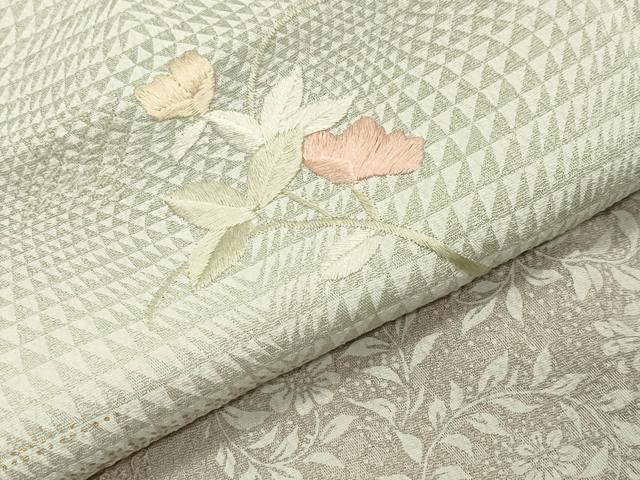平和屋着物●訪問着　刺繍　流水草花文　金彩　正絹　逸品　CABD9470gh