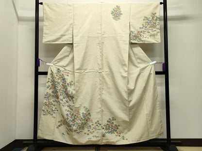 平和屋着物●訪問着　紬地　風景松竹梅文　正絹　逸品　CABD9471gh