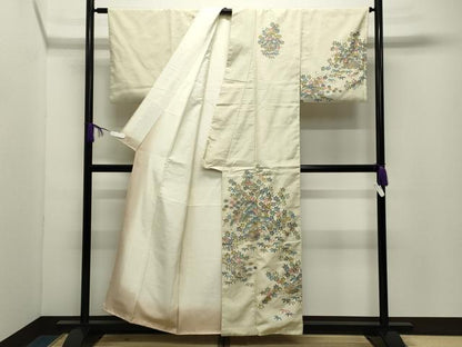 平和屋着物●訪問着　紬地　風景松竹梅文　正絹　逸品　CABD9471gh