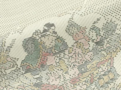 平和屋着物●本場大島紬　白大島　9マルキ　総絣　雲重ね人物風景文　正絹　逸品　CABD9472gh